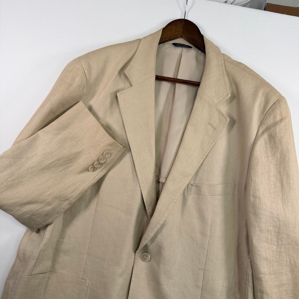 Alan Flusser Men’s XXL Lightweight Linen Blazer Tan Unstructured Sports Coat
